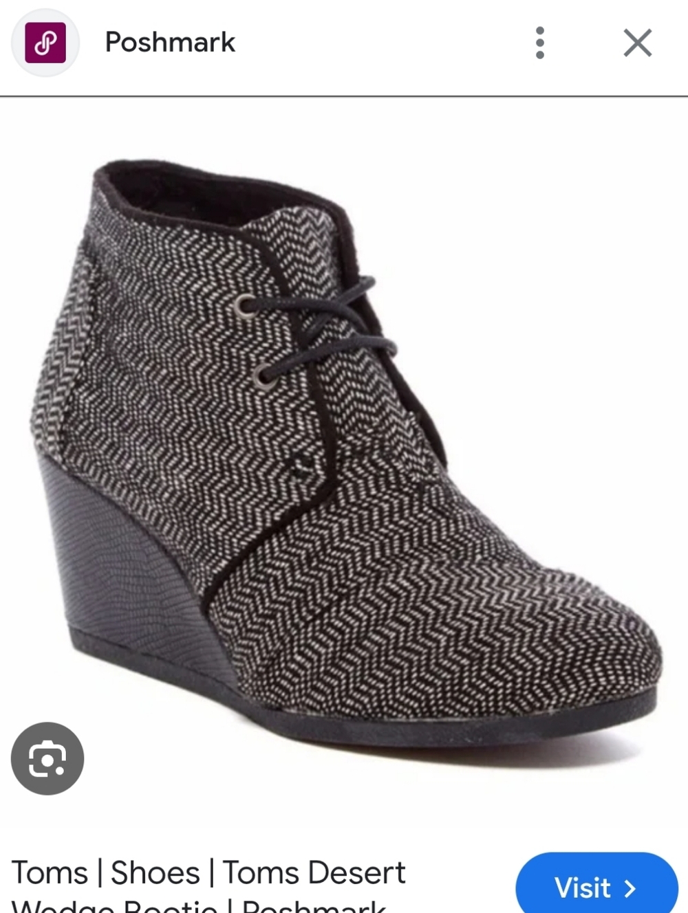 Toms Desert Wedge Bootie in Black and White